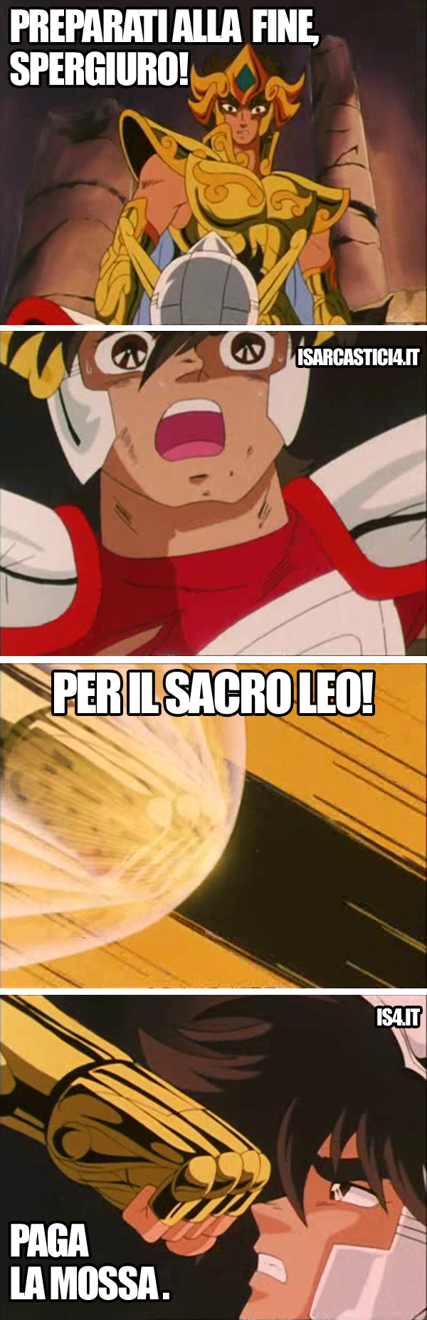 Cavalieri dello zodiaco meme ita - Ioria e Pegasus: paga, traditore!