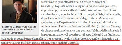 Mastella: giudizio fiction mafia