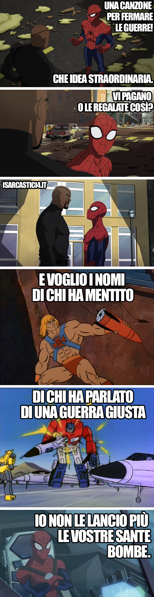 Ultimate Spider-Man, MOTU Masters Of The Universe, Transformers meme ita - Idea