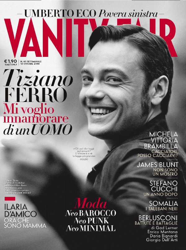 La copertina di Vanity Fair: il coming out di Tiziano Ferro.